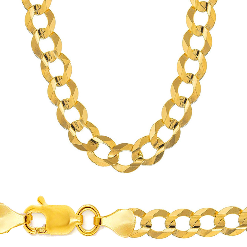 10k Gold 12mm Flat Curb Chain 24 Inches